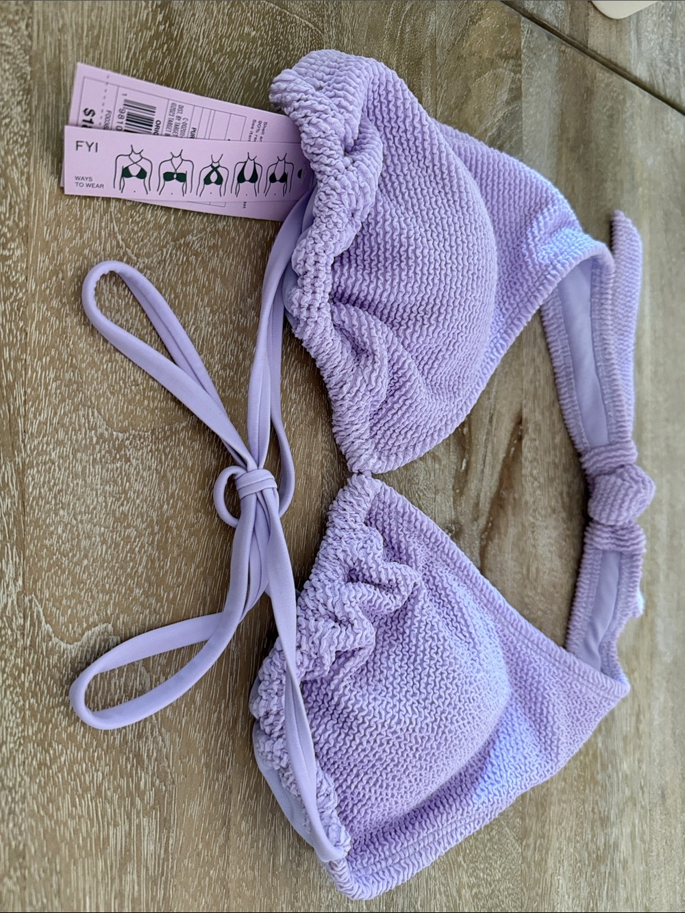 wild fable Lilac Textured Bandeau Bikini Top